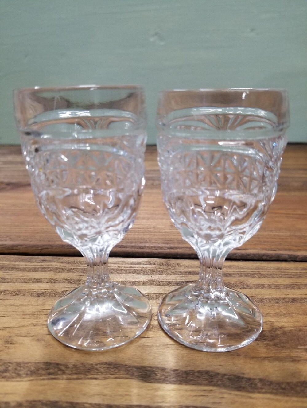 Vintage Cordial Clear Wine Brandy Glasses Bar Cart Decor Set of 2